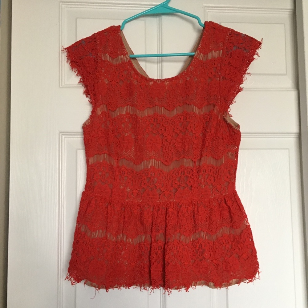 Anthropologie Maeve peplum lace top